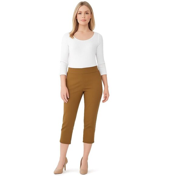 White House Black Market Pants - NWT White House Black Market Pull on Straight Capri Toasted Coconut 0 #WHBM9